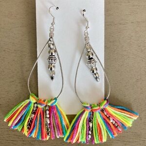 Handmade - Neon Fringe Statement Dangle Earrings